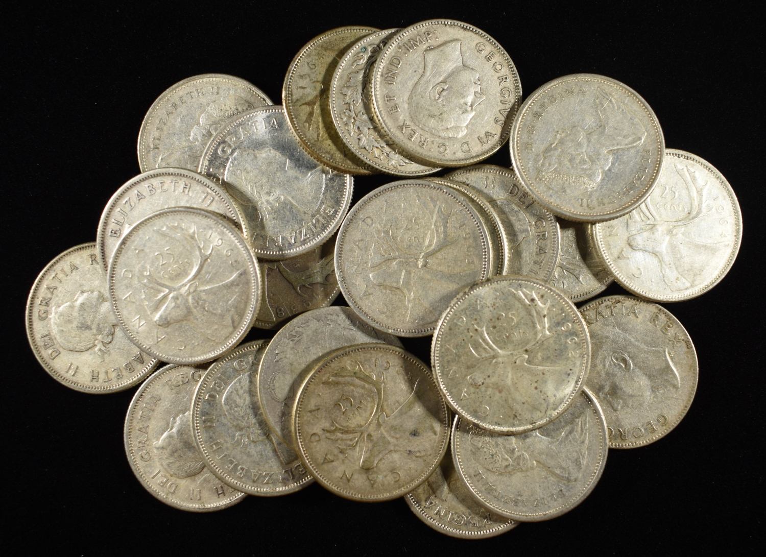 (23) CANADIAN QUARTERS 80% SILVER