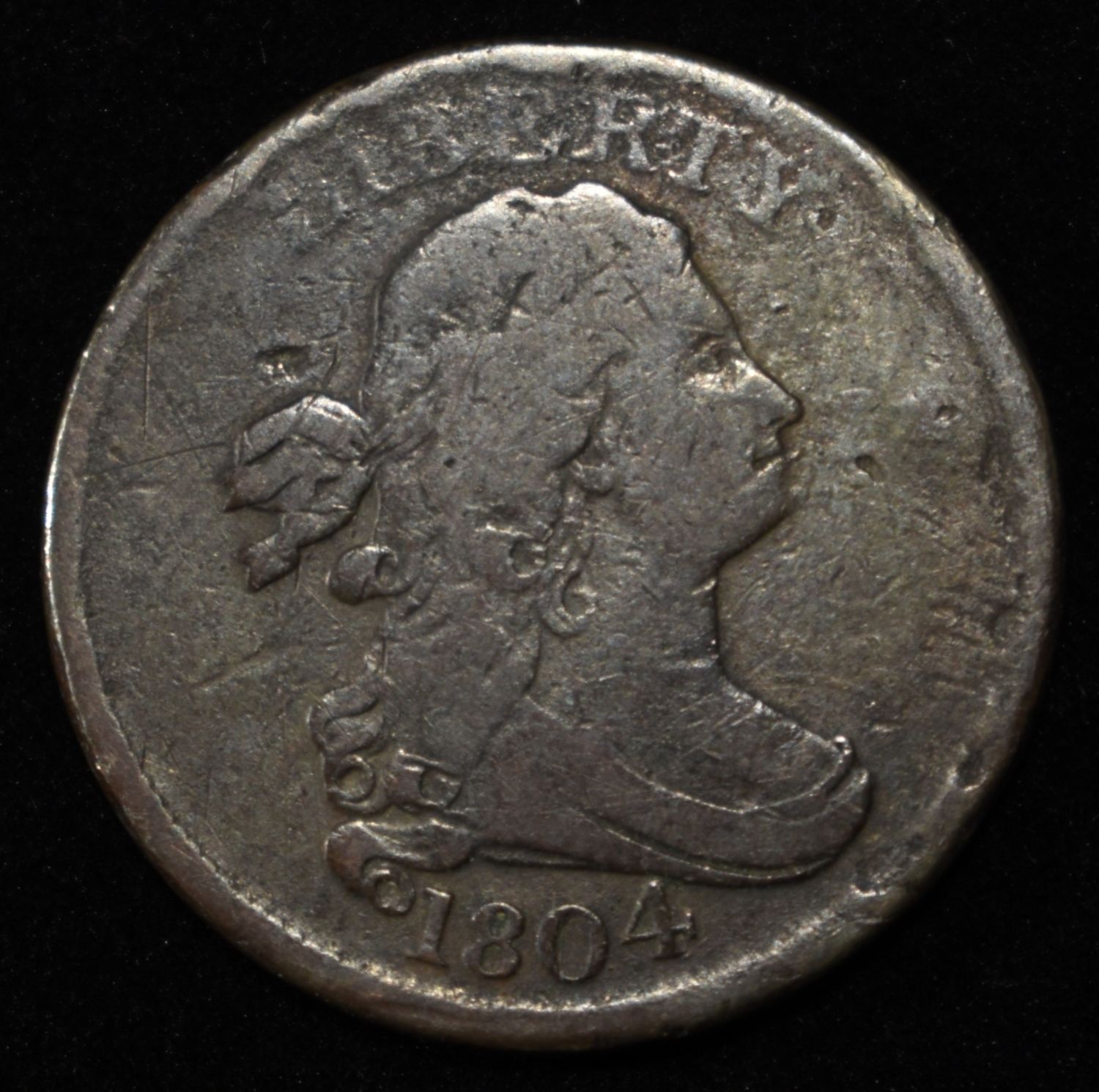 1804 DRAPED BUST HALF CENT VF