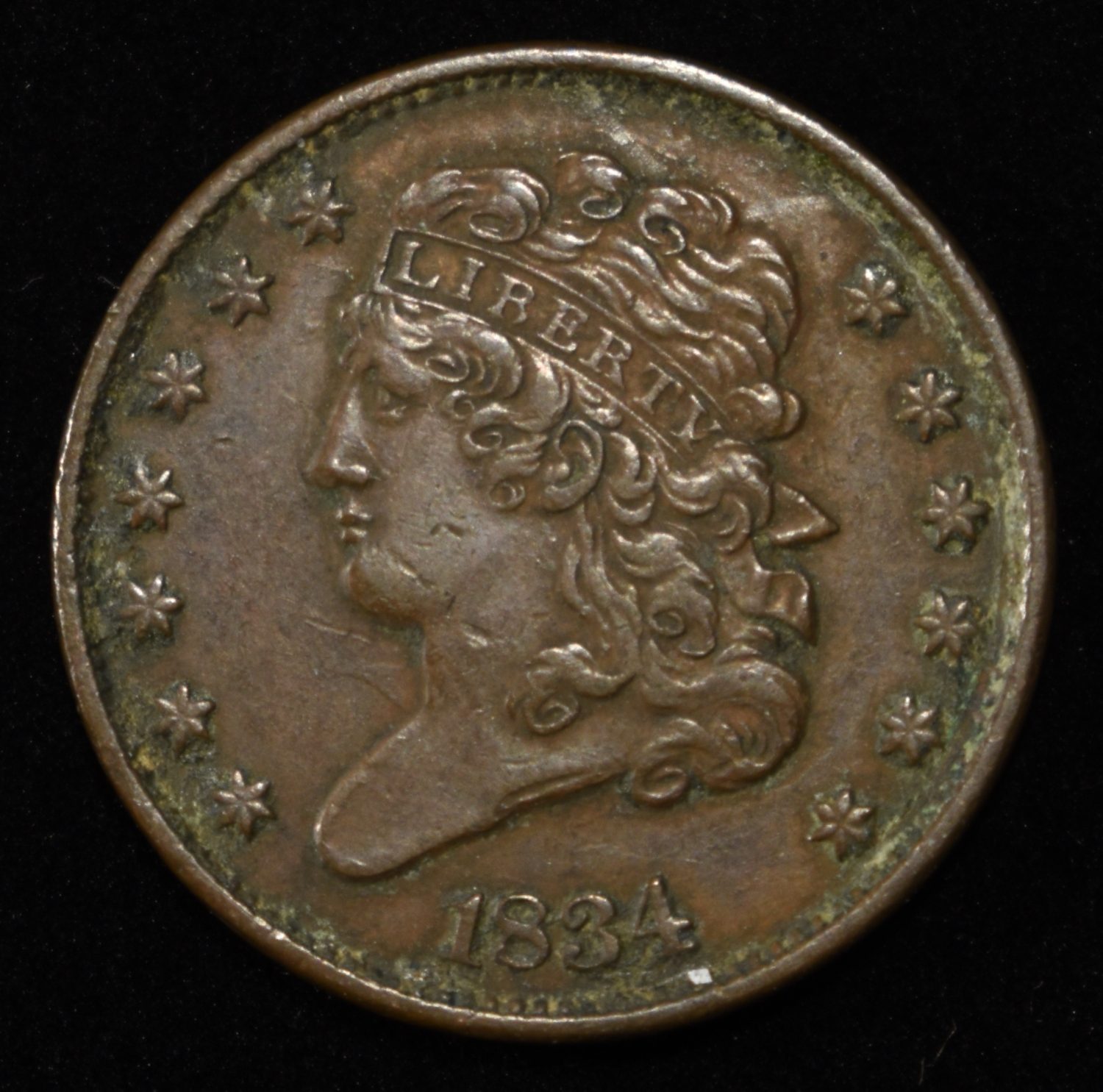 1834 CLASSIC HEAD HALF CENT AU