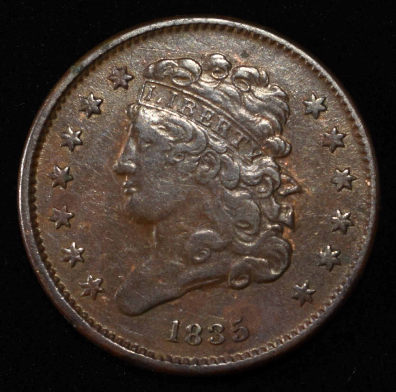 1835 CLASSIC HEAD HALF CENT XF
