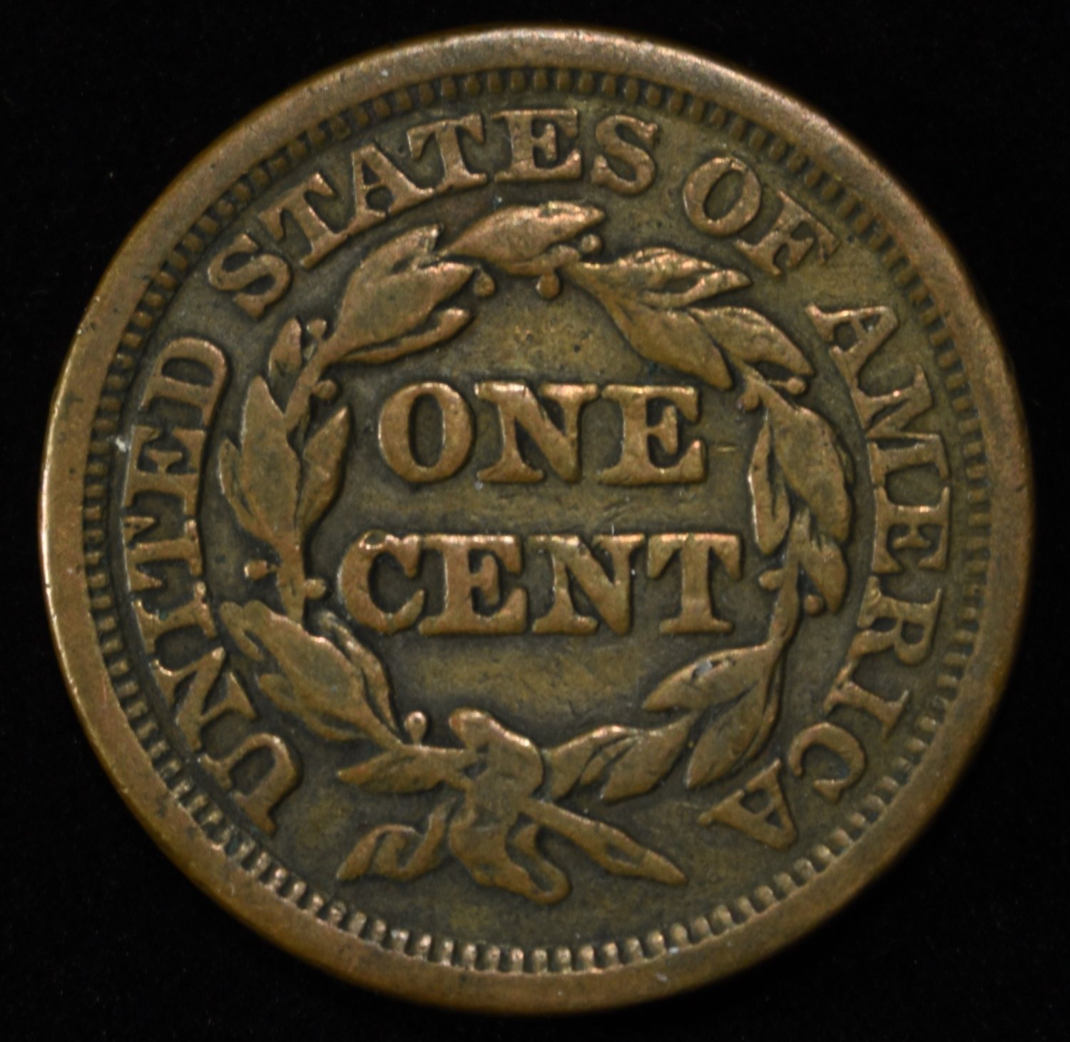 1849 BRAIDED HAIR LARGE CENT XF