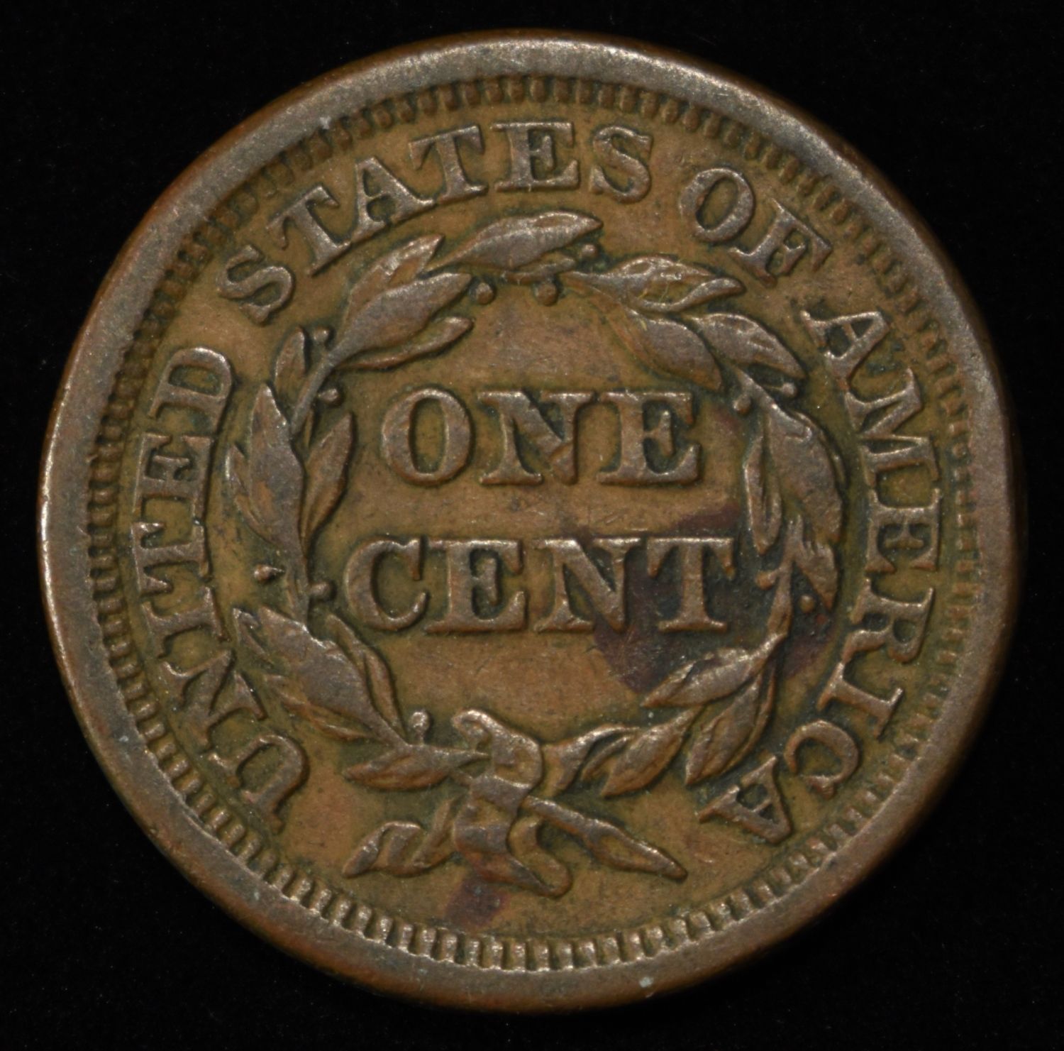 1853 BRAIDED HAIR LARGE CENT AU