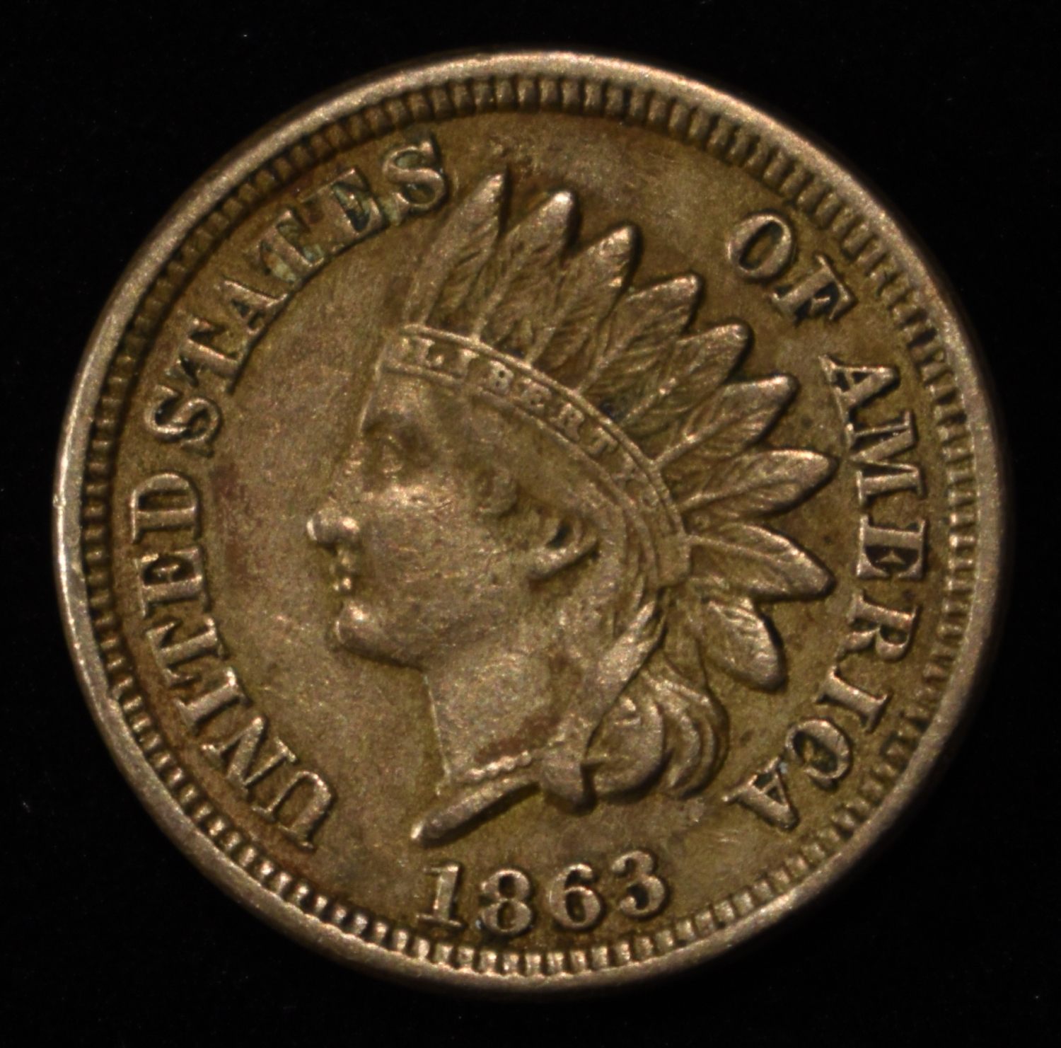 1863 INDIAN HEAD CENT AU/BU