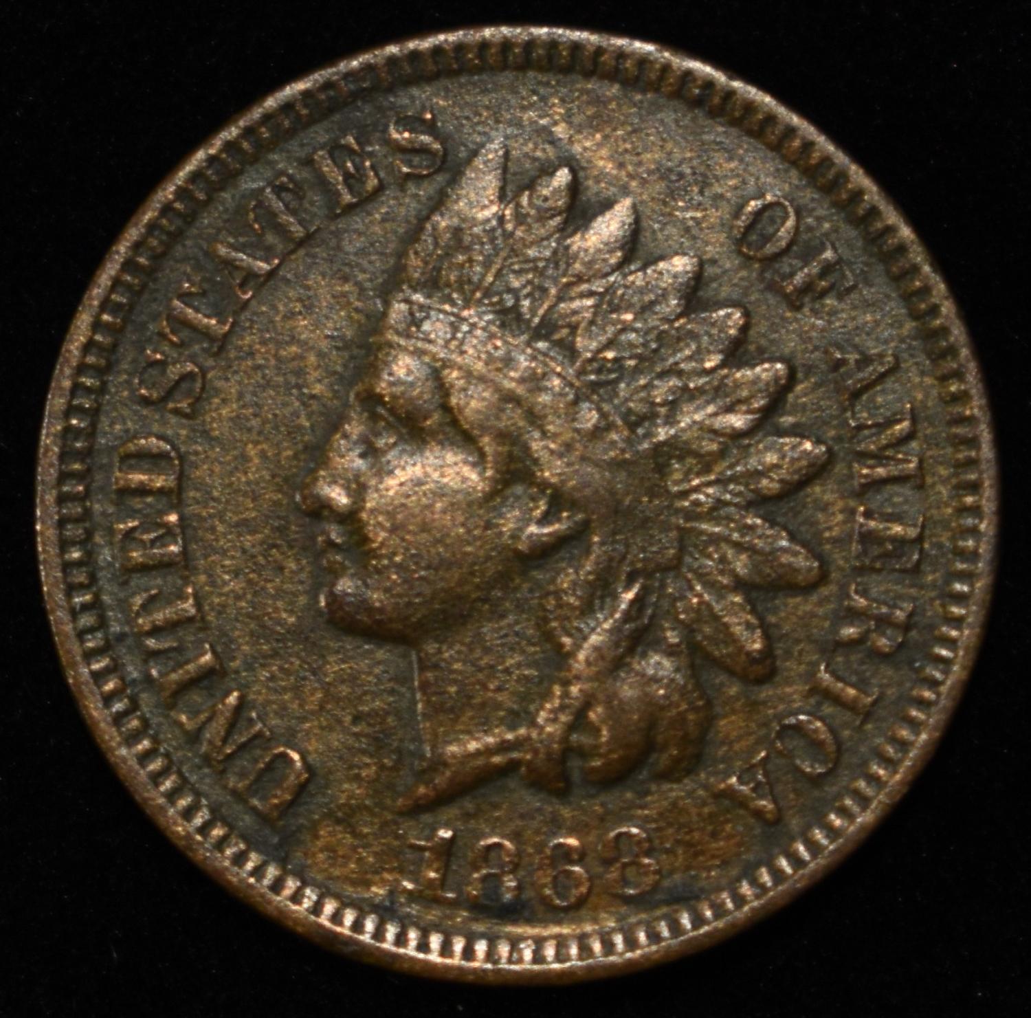 1868 INDIAN HEAD CENT XF