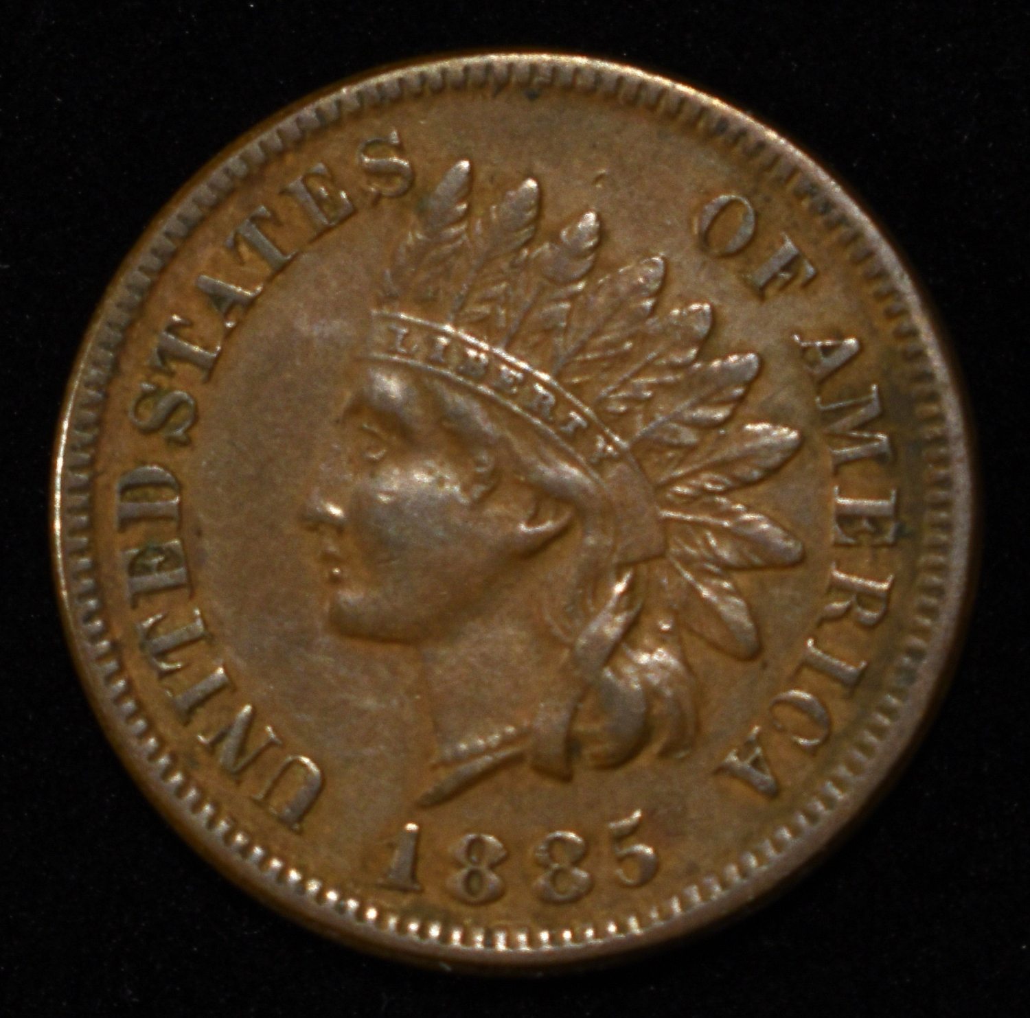 1885 INDIAN HEAD CENT AU/BU