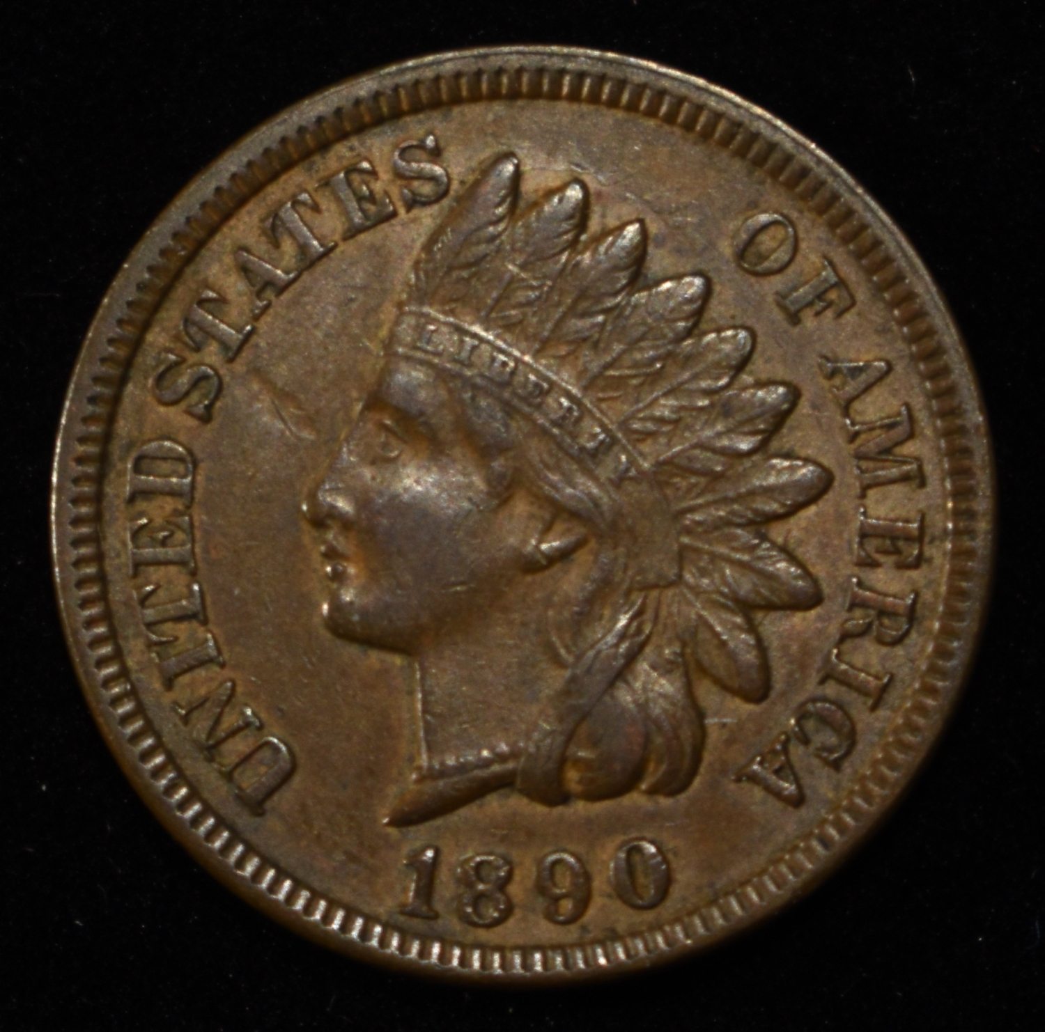 1890 INDIAN HEAD CENT CH BU BN