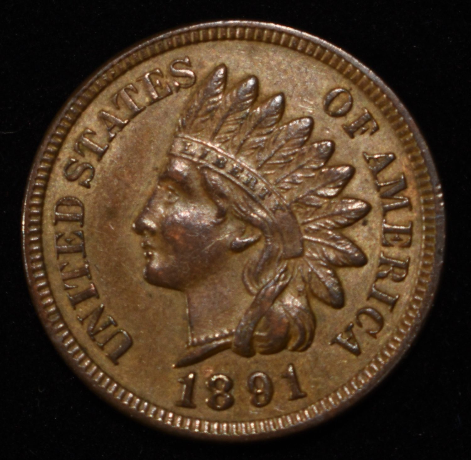 1891 INDIAN HEAD CENT CH BU