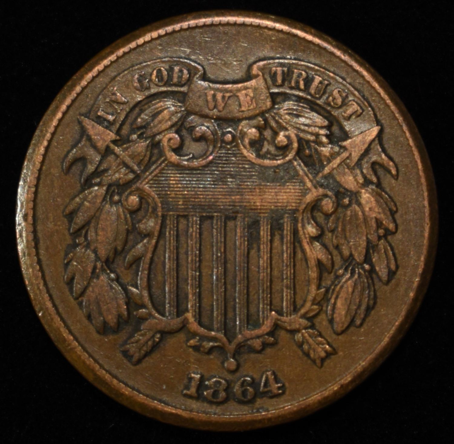 1864 TWO-CENT PIECE AU