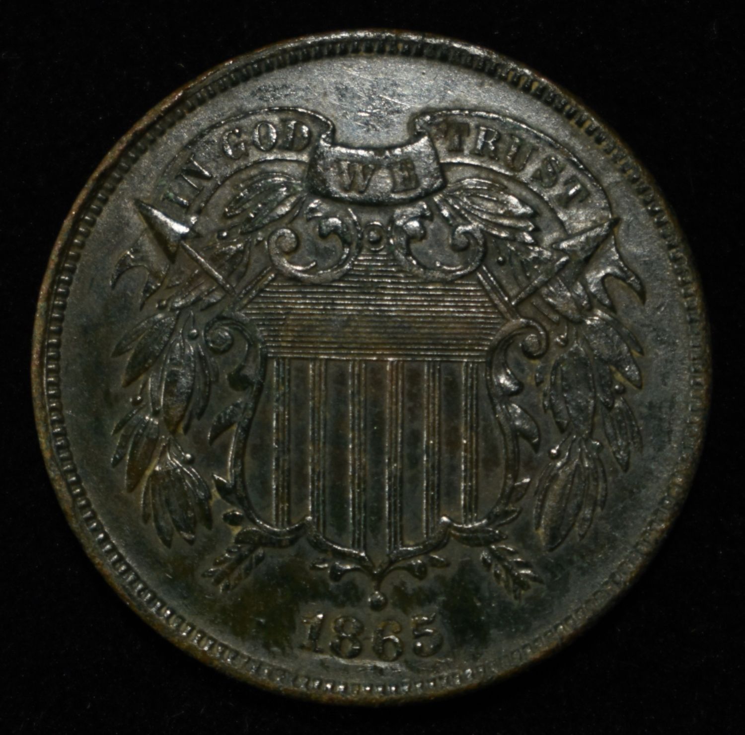 1865 TWO-CENT PIECE AU