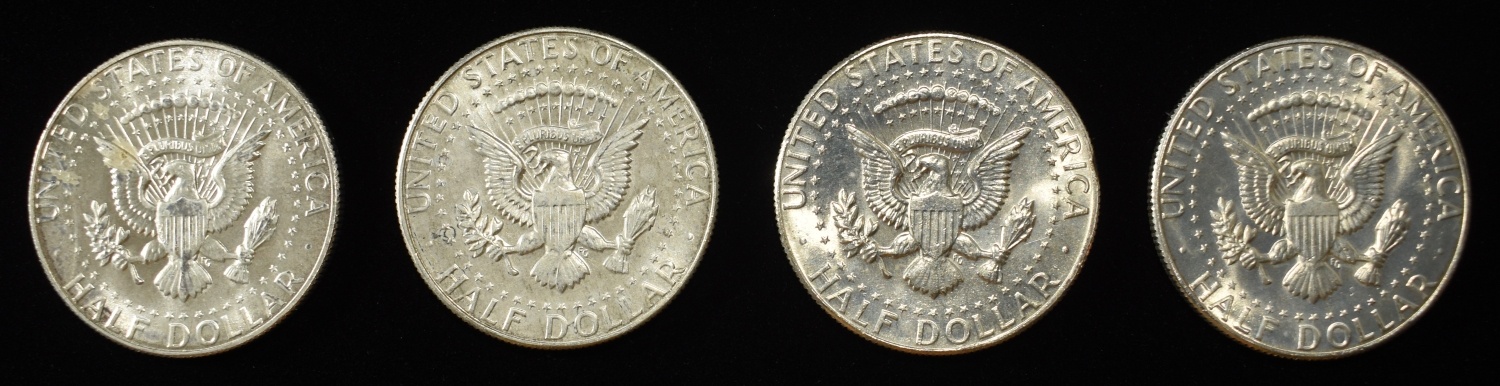 (4) 1970-D KENNEDY HALF DOLLARS BU