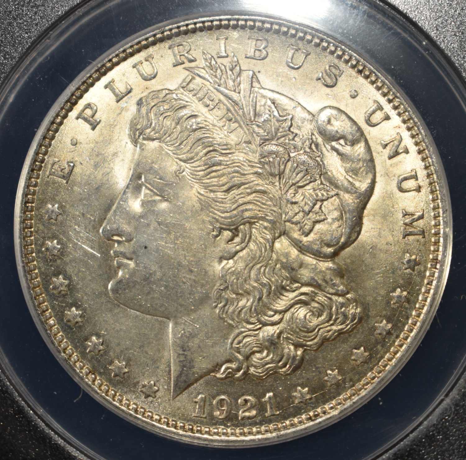 1921 MORGAN DOLLAR AU58 DETAILS CLEANED ANACS