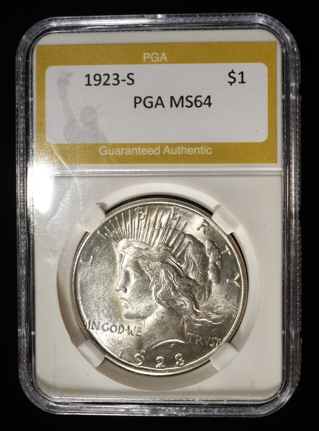 1923-S PEACE DOLLAR PGA CH/GEM BU