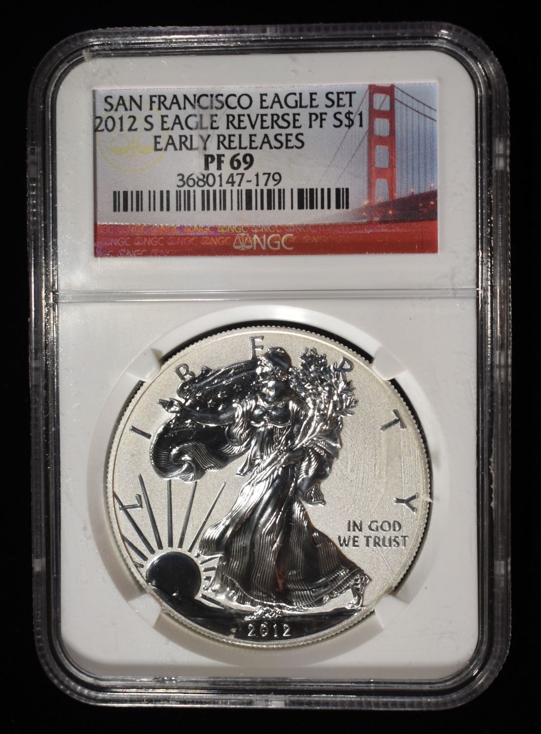 2012-S AMERICAN SILVER EAGLE NGC REVERSE PF69