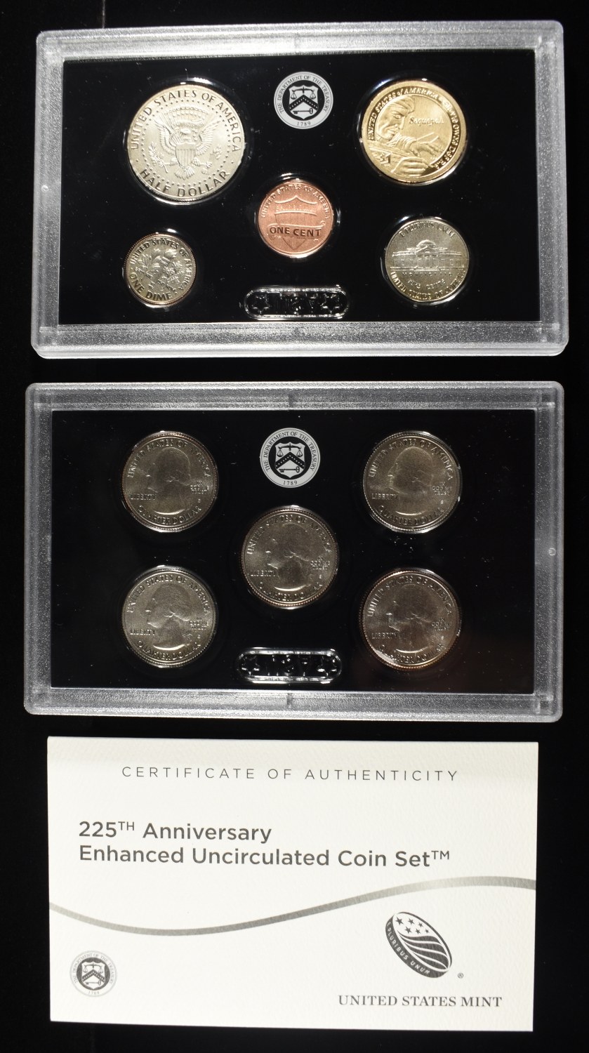 (3) 2017 ENHANCED UNC 225TH ANNIVERSARY COIN SETS