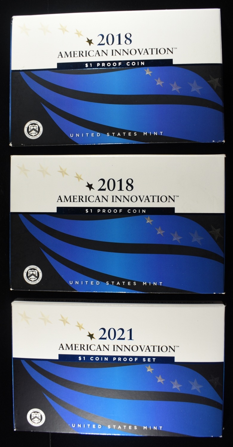 2021 & (2) 2018 INNOVATION $1 PROOF SETS
