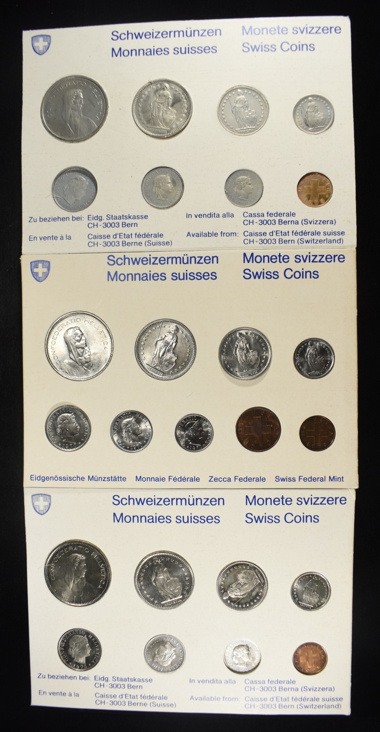 1970 & (2) 1975 SWISS COIN SETS