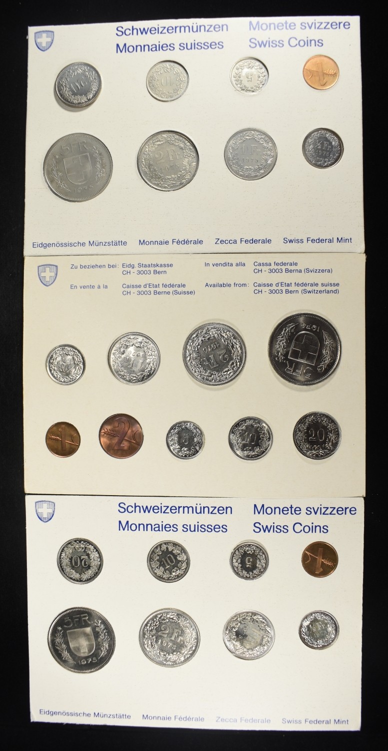 1970 & (2) 1975 SWISS COIN SETS