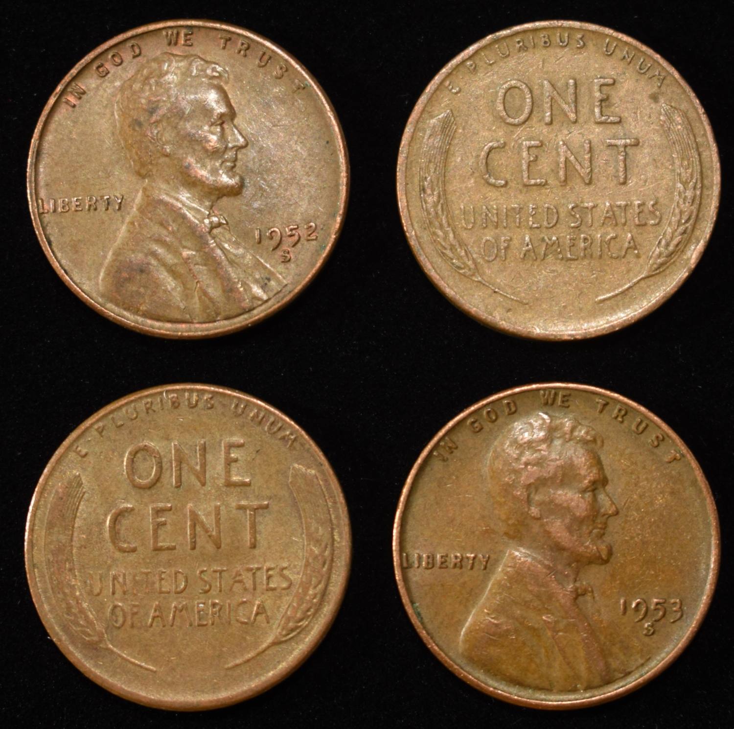 (250) 50'S 'S' WHEAT CENTS
