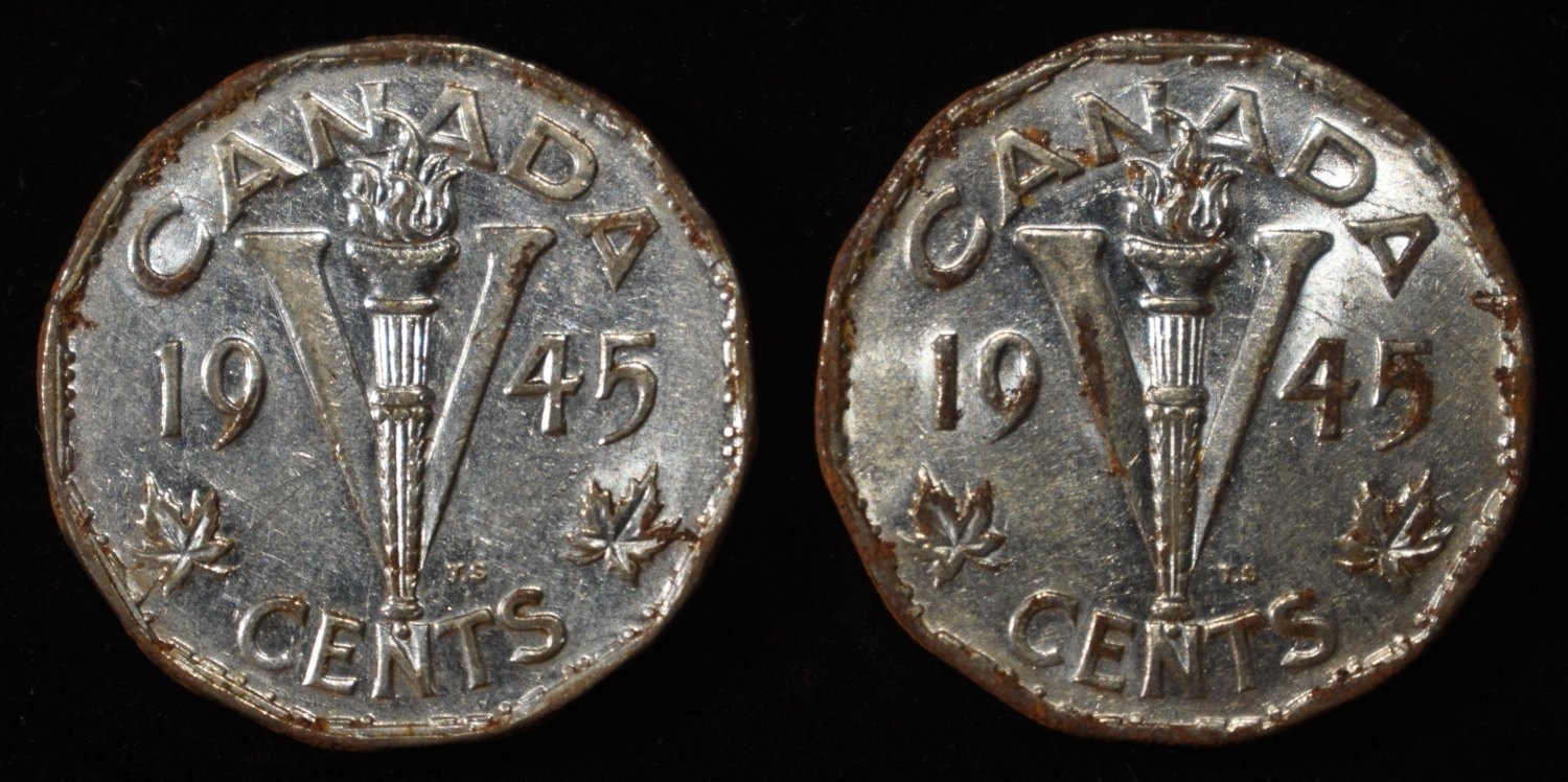 1945 STEEL ROLL CANADIAN NICKELS