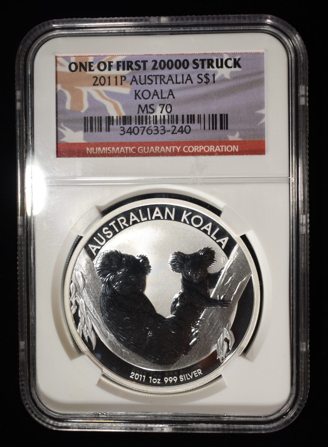 2011-P $1 AUSTRALIA 1 OZ SILVER KOALA NGC MS70