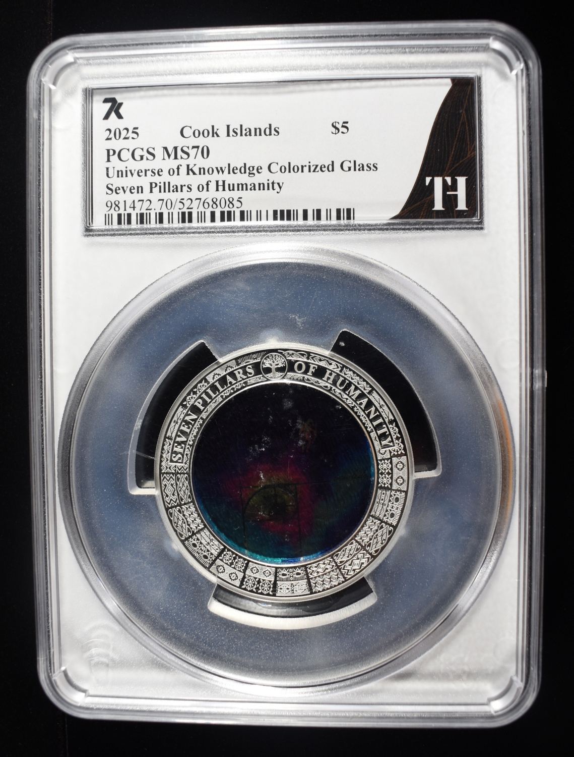 2025 COOK IS. COLORIZED GLASS & SILVER PCGS MS70