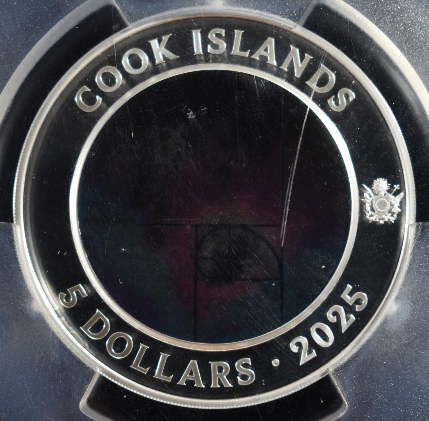 2025 COOK IS. COLORIZED GLASS & SILVER PCGS MS70