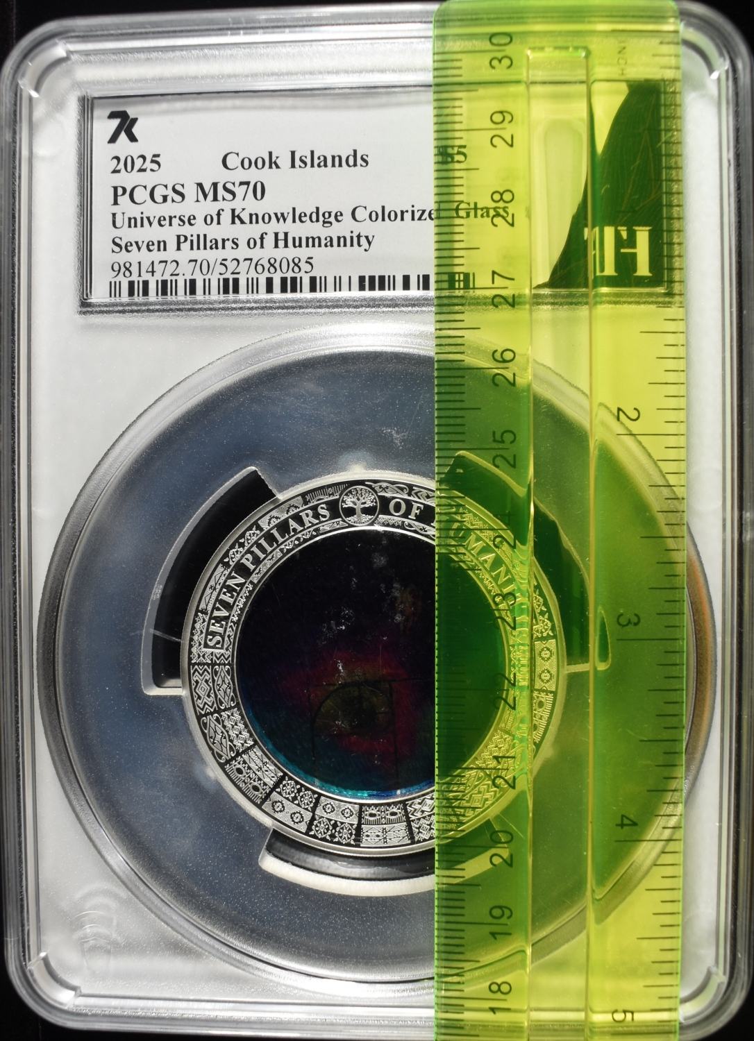 2025 COOK IS. COLORIZED GLASS & SILVER PCGS MS70