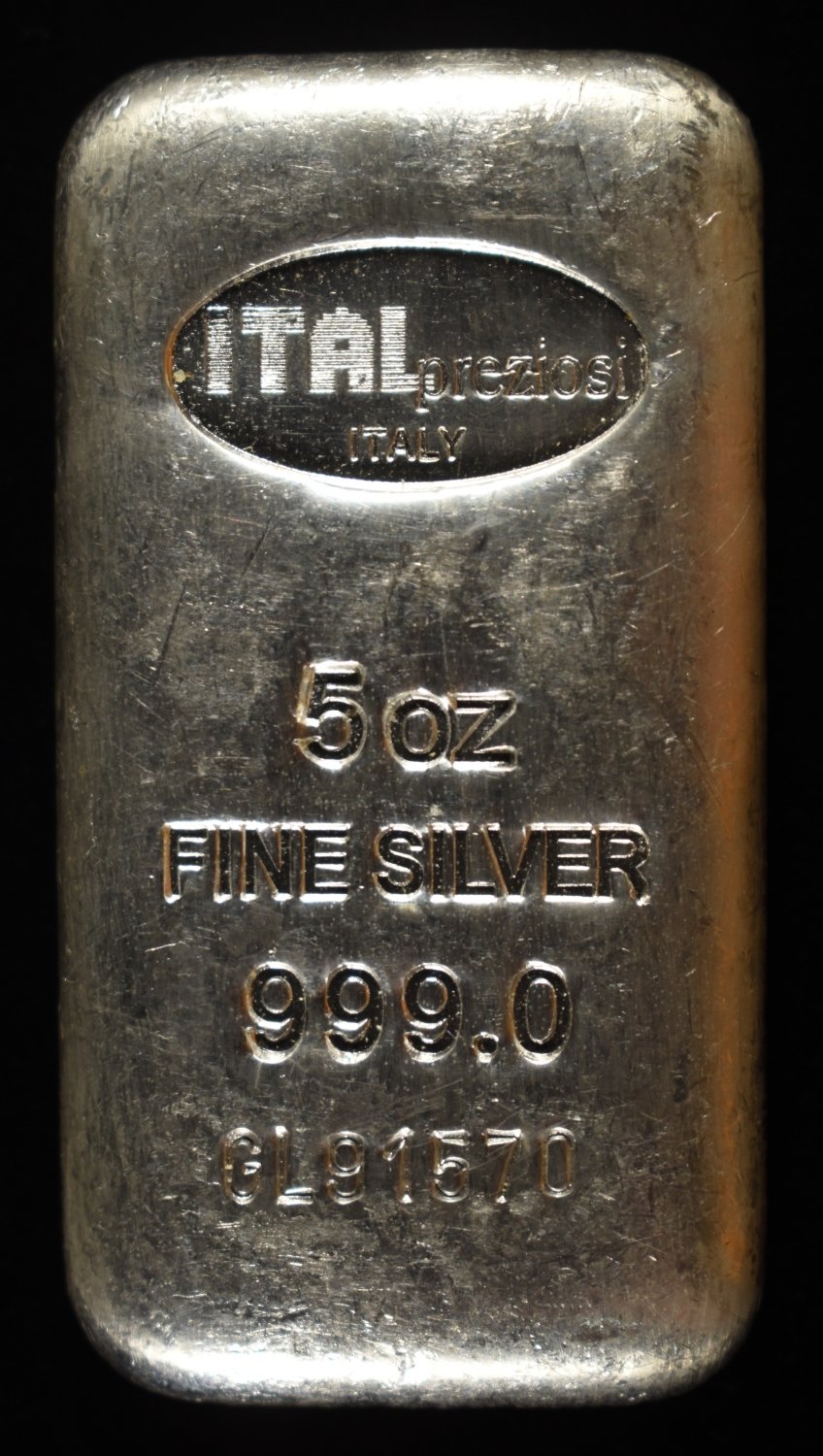 ITALPREZIOSI 5 OZ .999 SILVER BAR