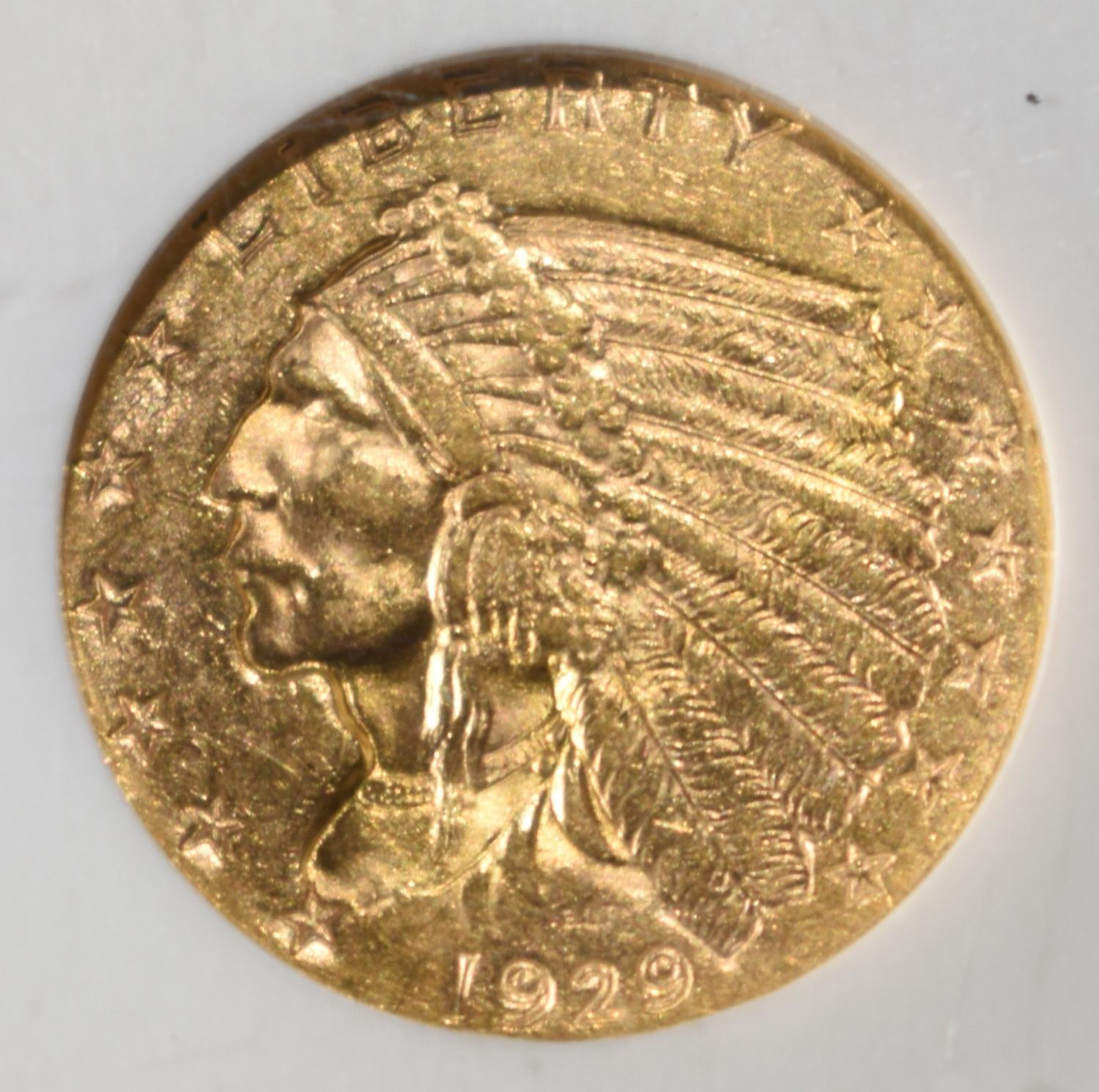 1929 $2.5 GOLD INDIAN NGC MS-62