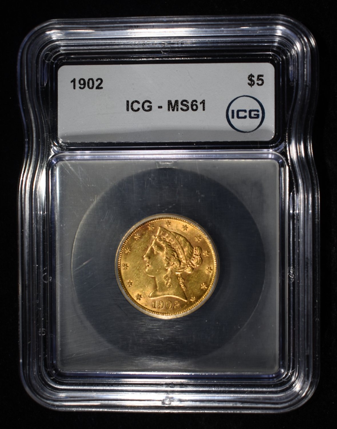 1902 $5 LIBERTY GOLD ICG MS61