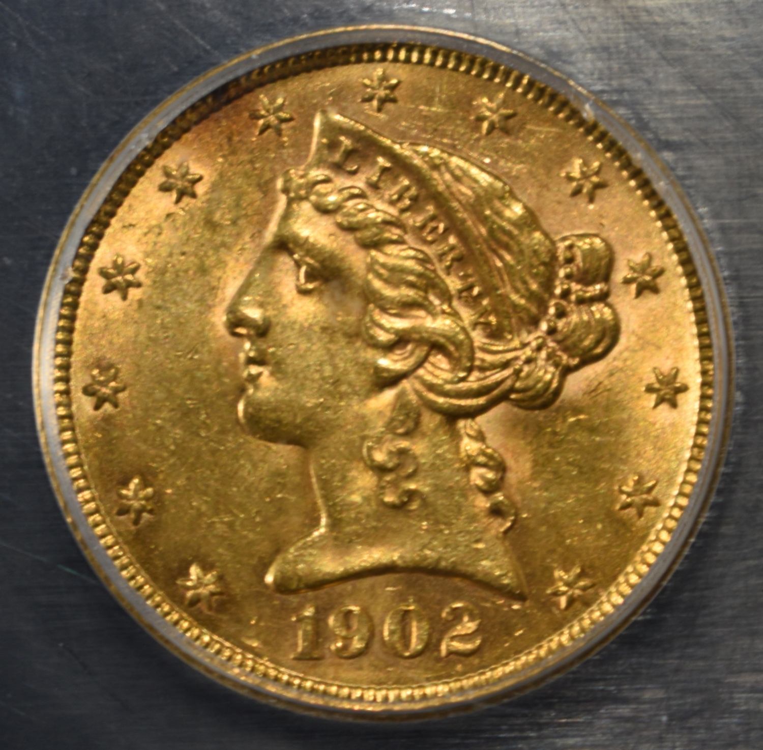 1902 $5 LIBERTY GOLD ICG MS61
