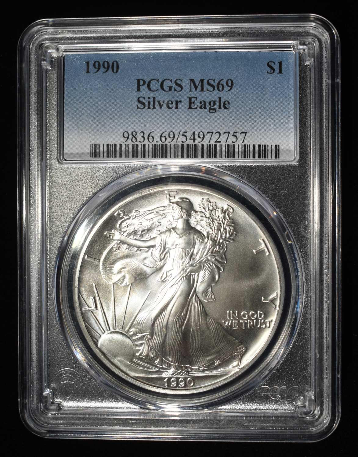 1990 AMERICAN SILVER EAGLE PCGS MS69