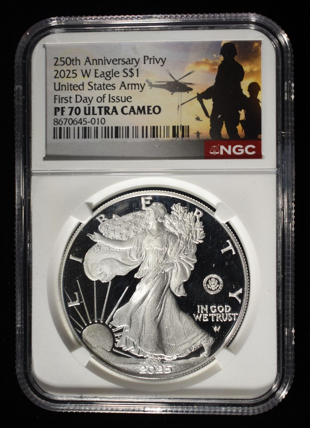 2025 W AMERICAN SILVER EAGLE PF 70 ULTRA CAMEO NGC