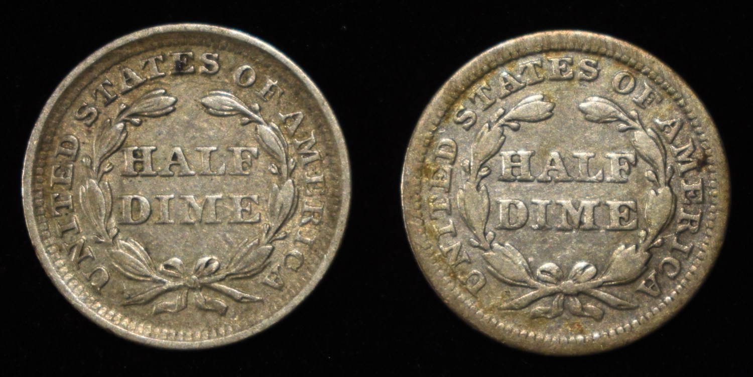 (2) 1854 LIBERTY SEATED HALF DIMES