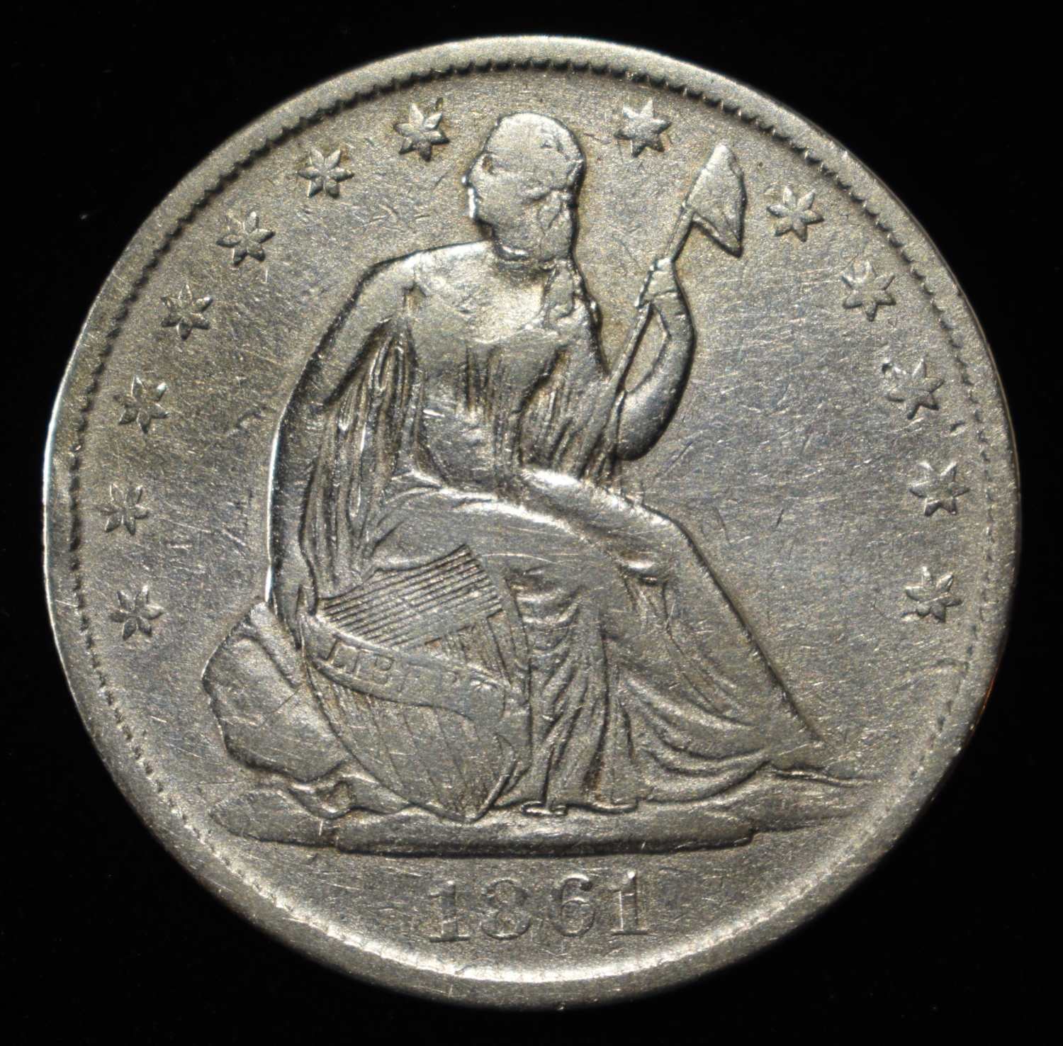 1861-O LIBERTY SEATED HALF DOLLAR CLEANED