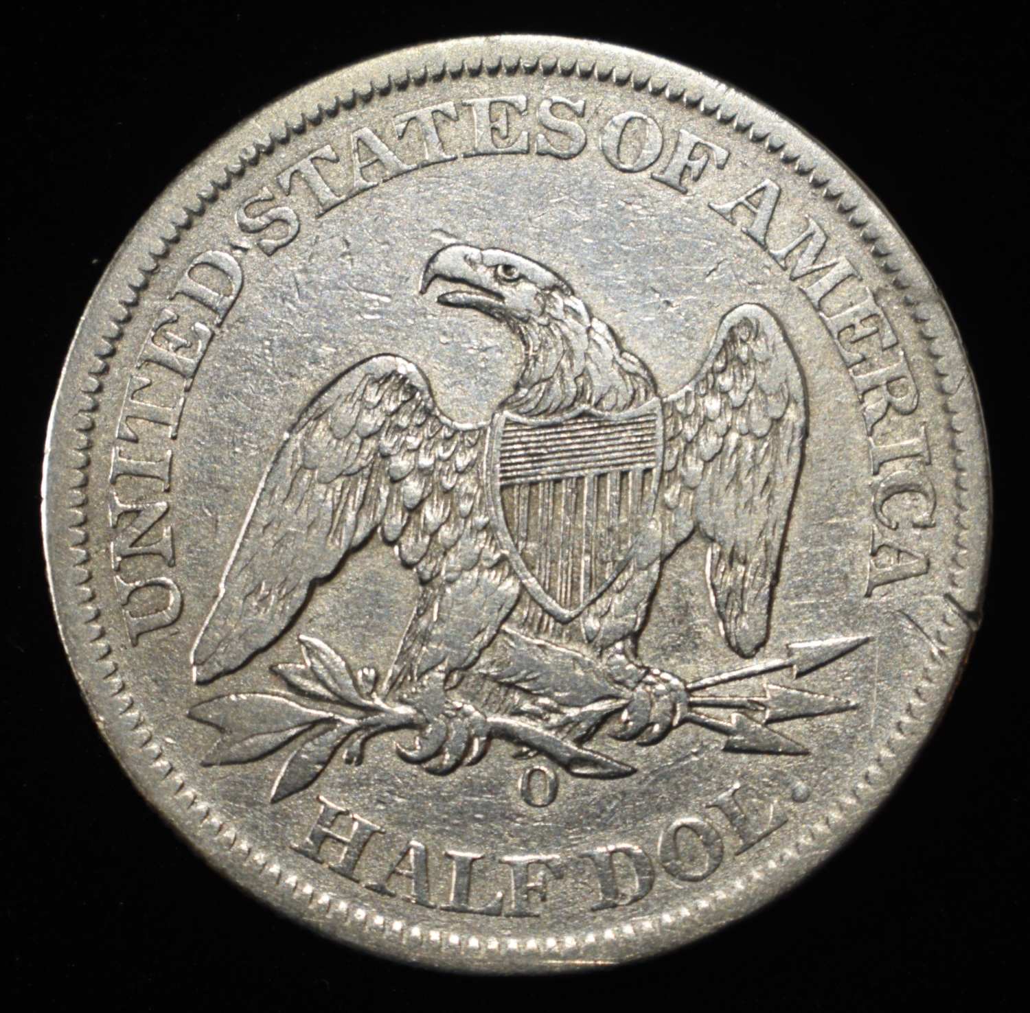 1861-O LIBERTY SEATED HALF DOLLAR CLEANED