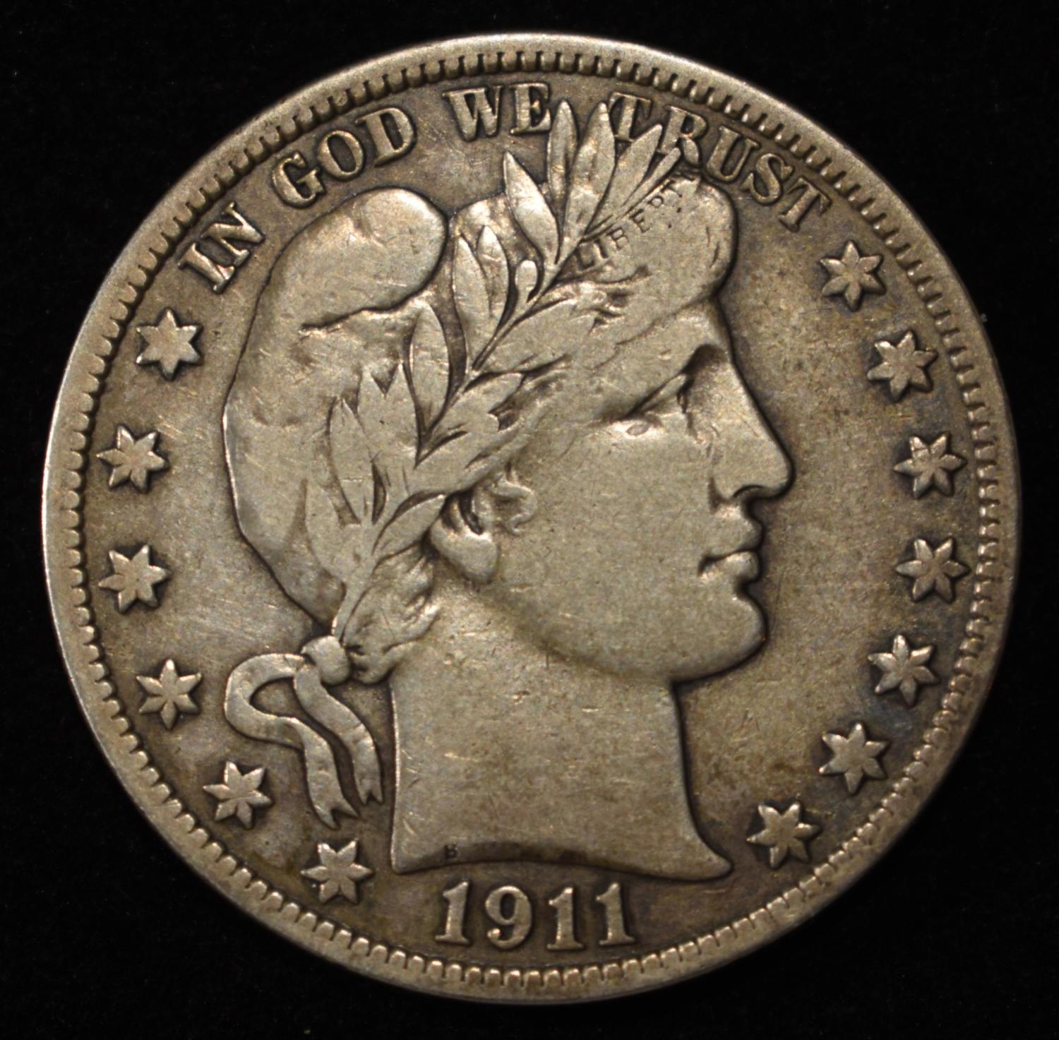 1911-S BARBER HALF DOLLAR VF
