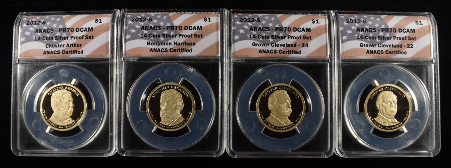 (4) 2012-S PRESIDENTAL DOLLARS ANACS PR70 DCAM