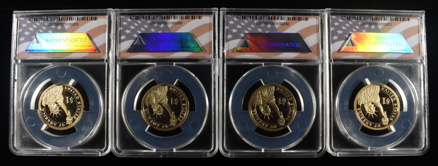 (4) 2012-S PRESIDENTAL DOLLARS ANACS PR70 DCAM