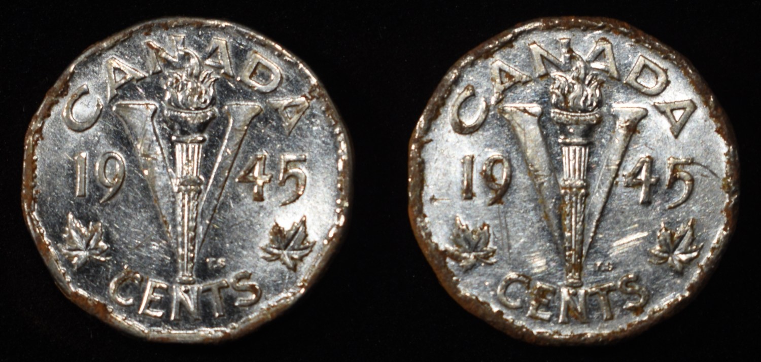 1945 STEEL ROLL CANADIAN NICKELS