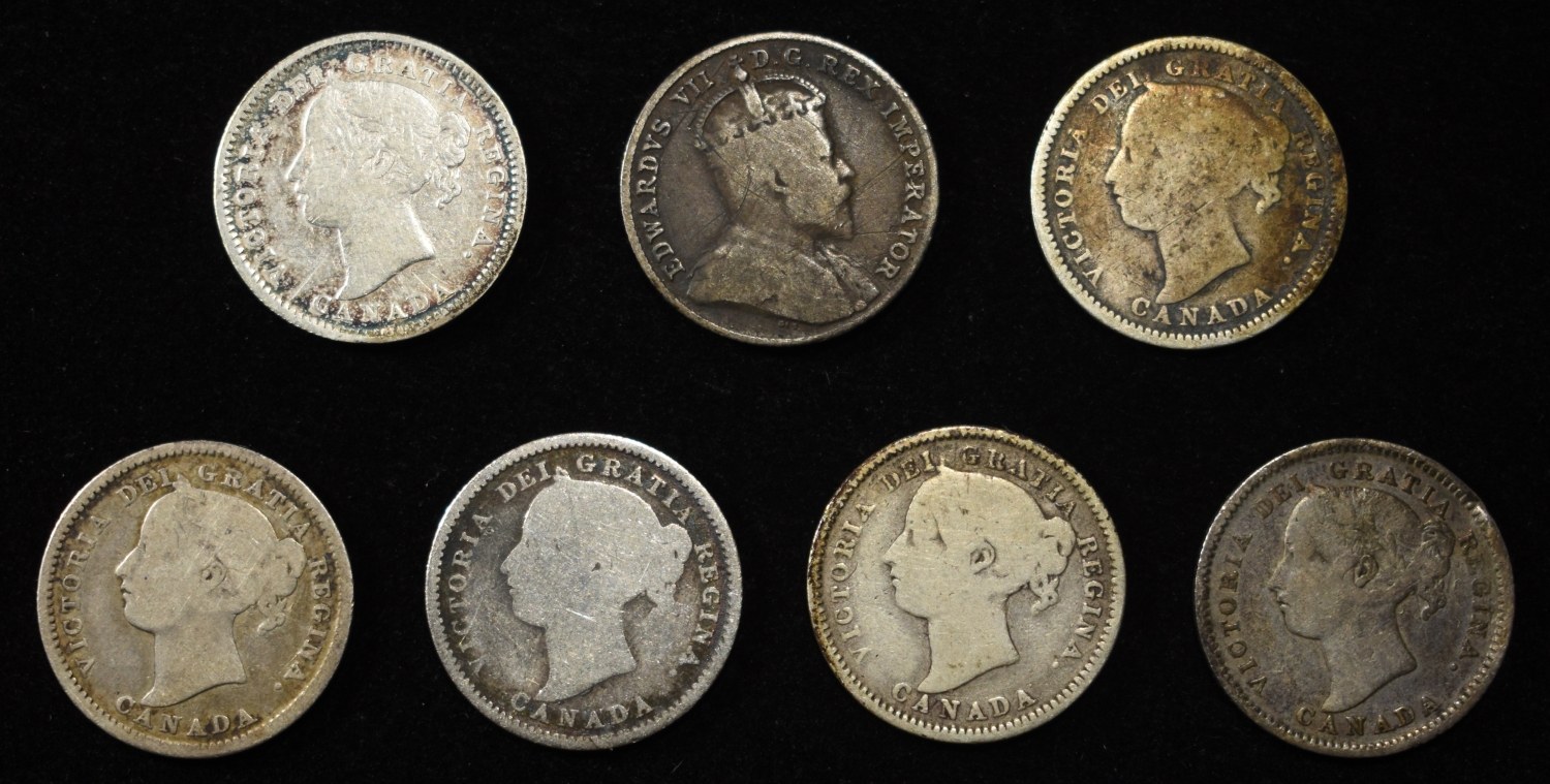 (7) 92.5% SILVER CANADIAN 10 CENTS