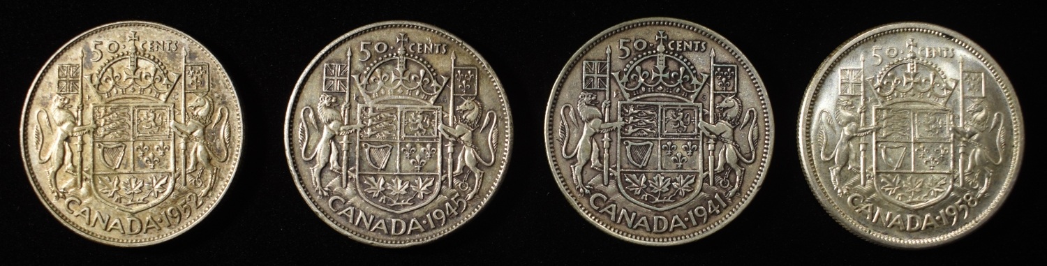 (4) 50C CANADIAN 80% SILVER