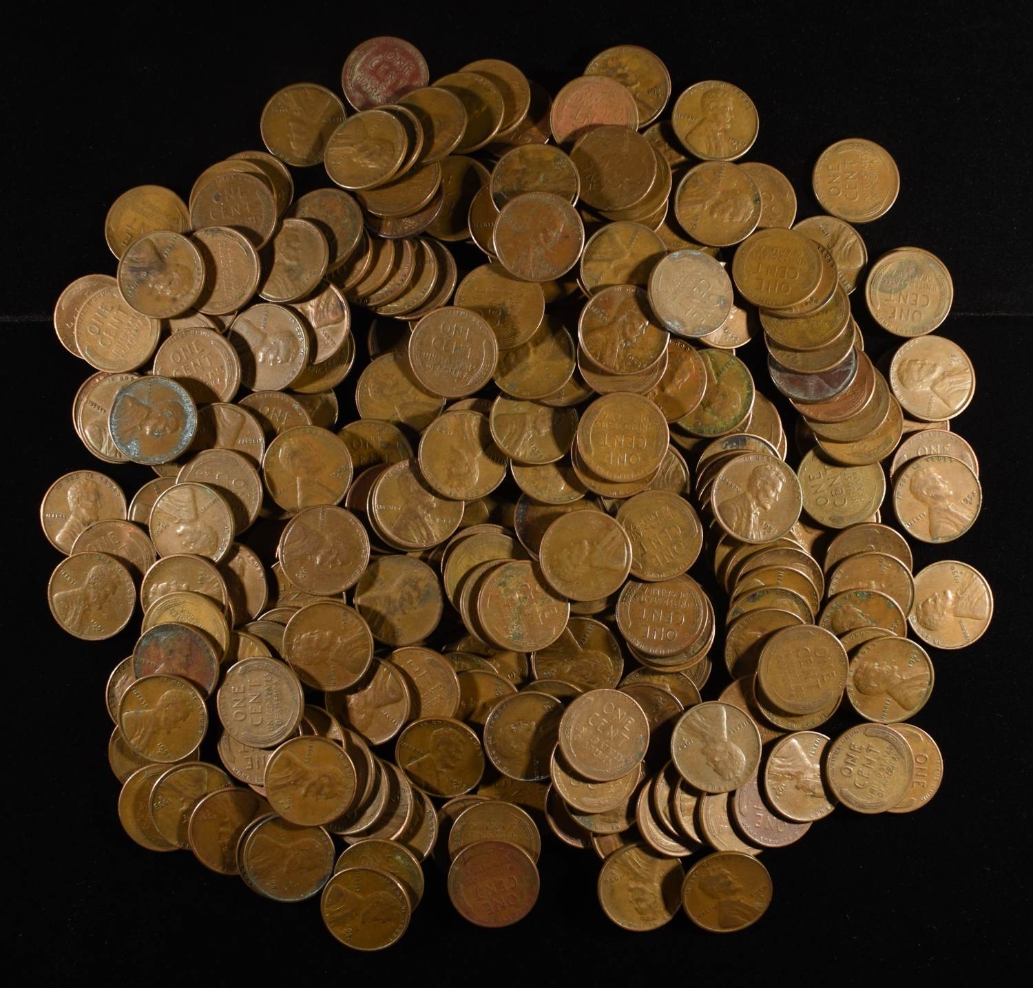 (249) 50'S 'S' WHEAT CENTS