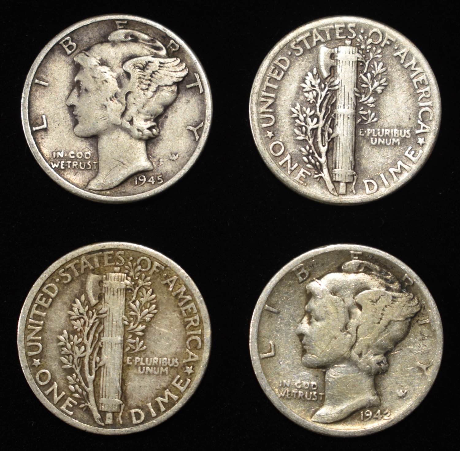 (50) MERCURY DIMES 90% SILVER