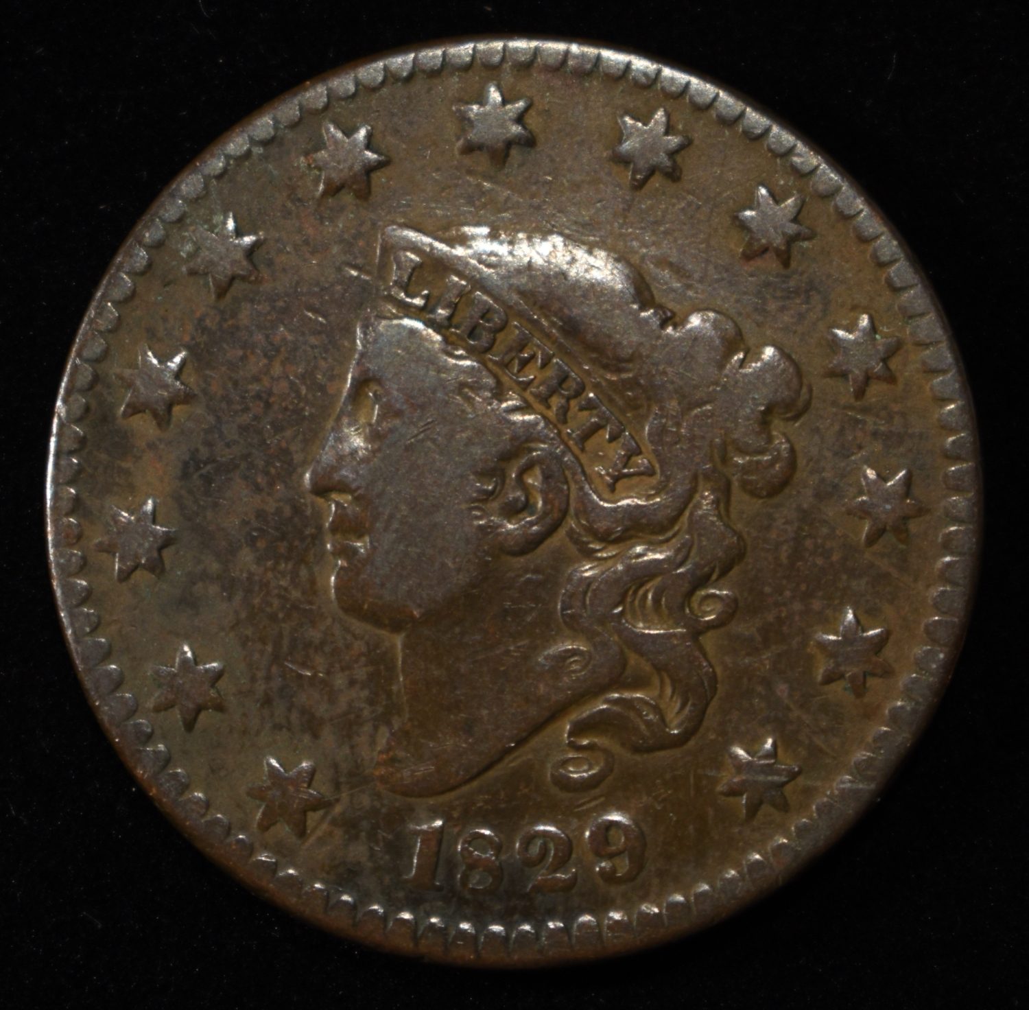 1829 CORONET HEAD LARGE CENT
