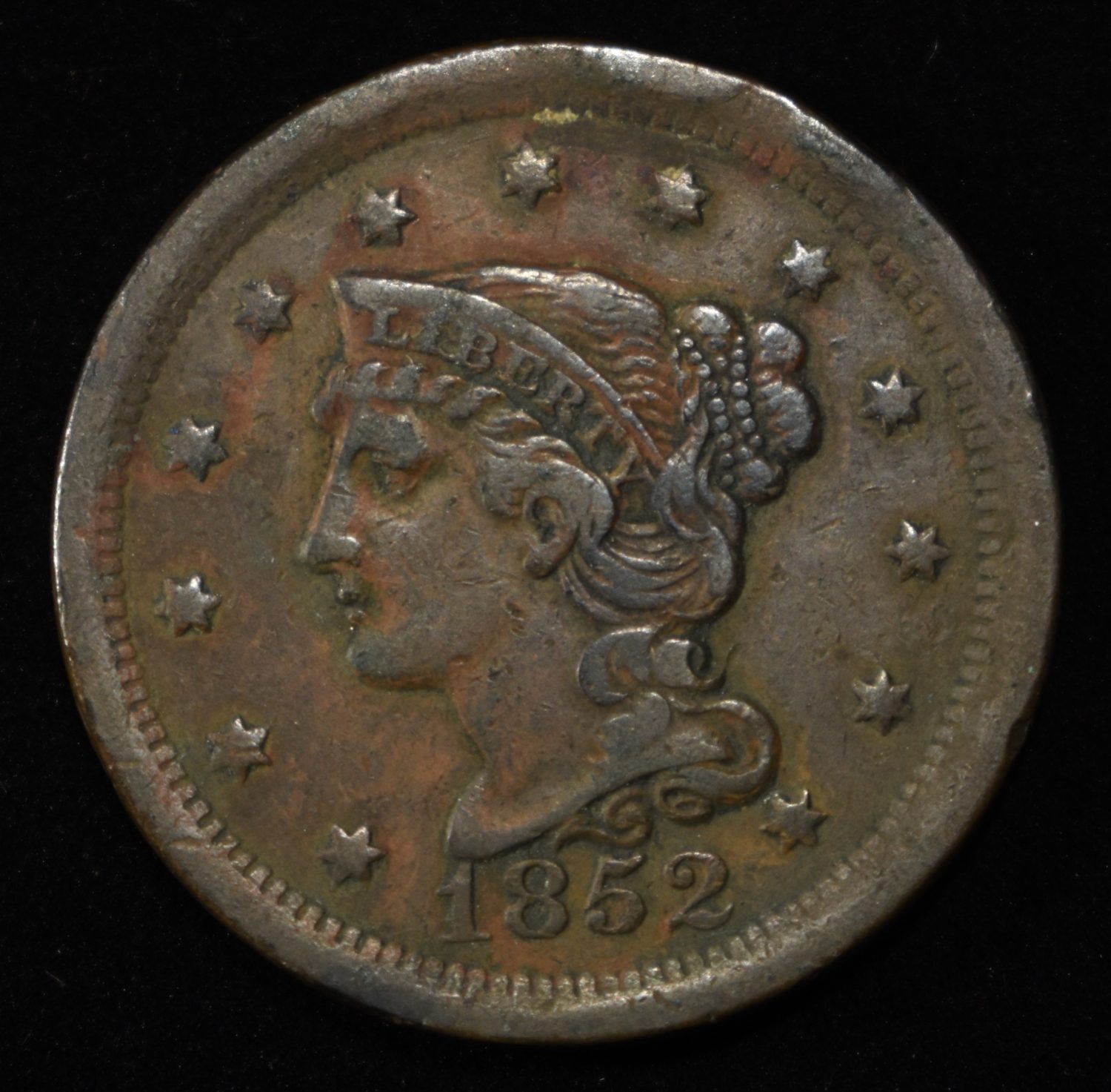 1852 BRAIDED HAIR LARGE CENT AU