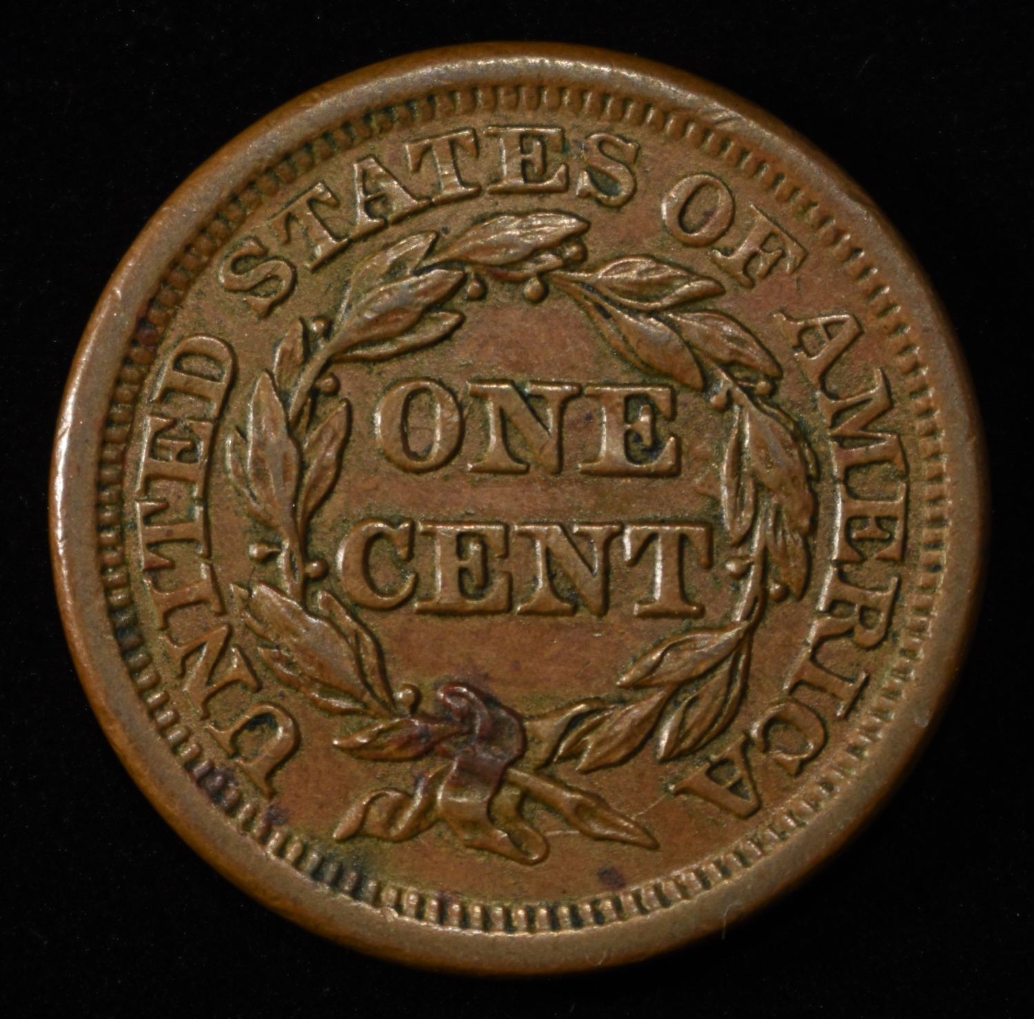 1854 BRAIDED HAIR LARGE CENT GEM BU