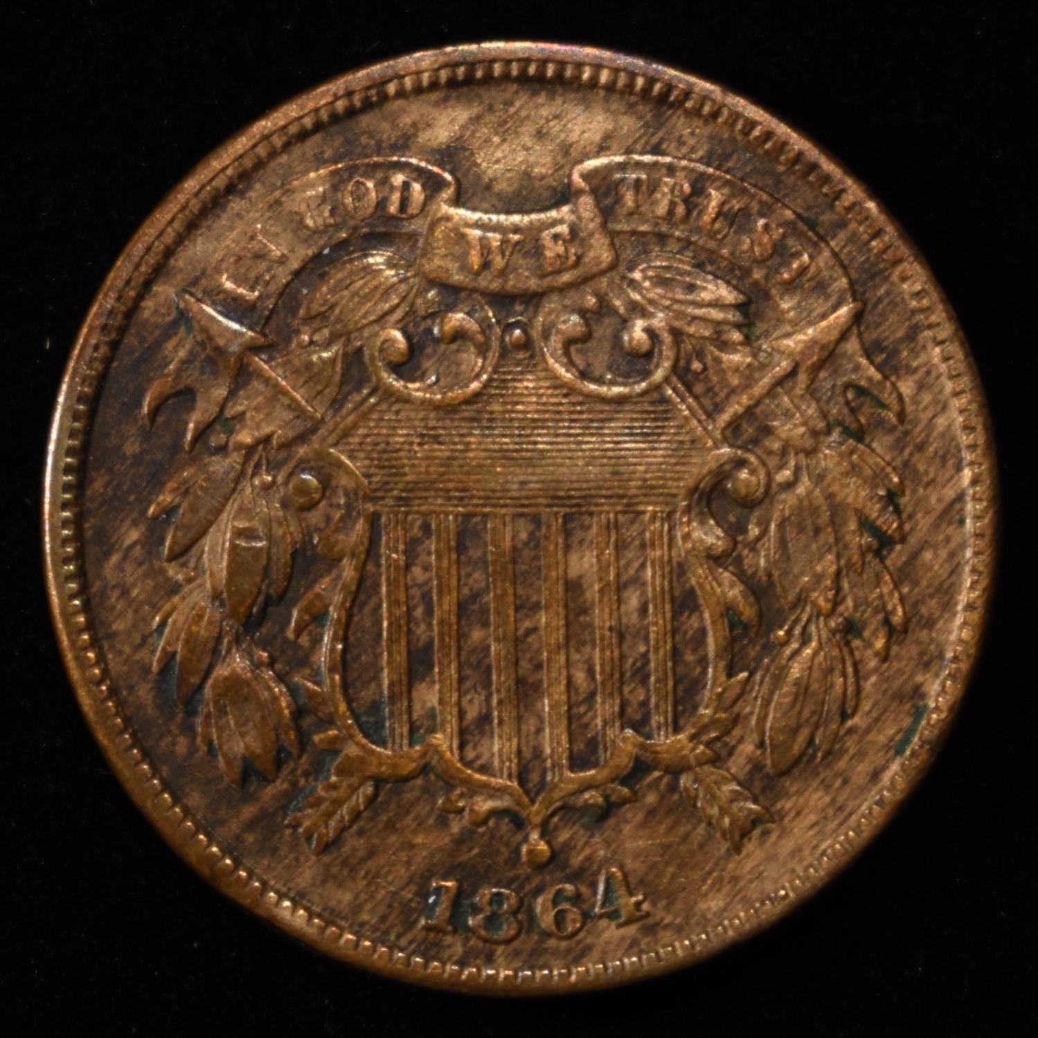 1864 TWO-CENT PIECE AU/BU
