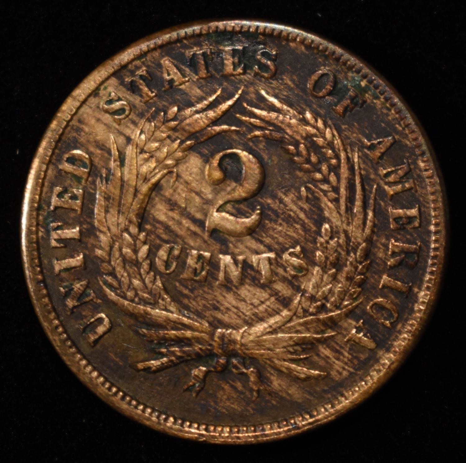 1864 TWO-CENT PIECE AU/BU