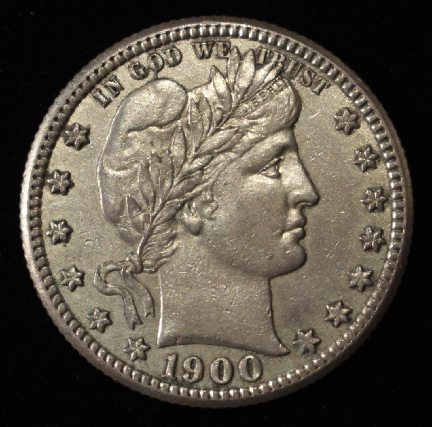 1900-S BARBER QUARTER SHARP BU